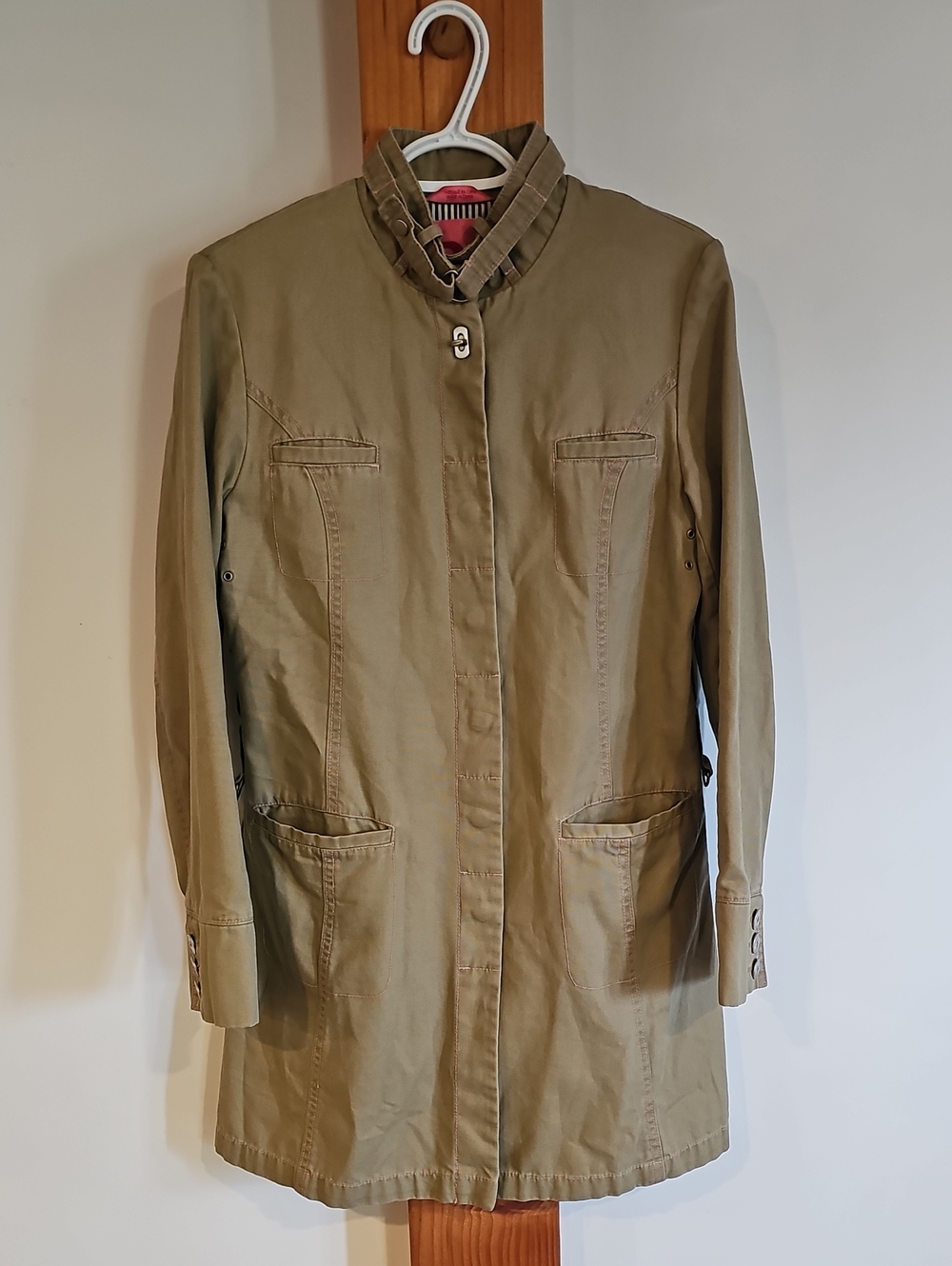 Women's Olive Utility Trench Coat by R